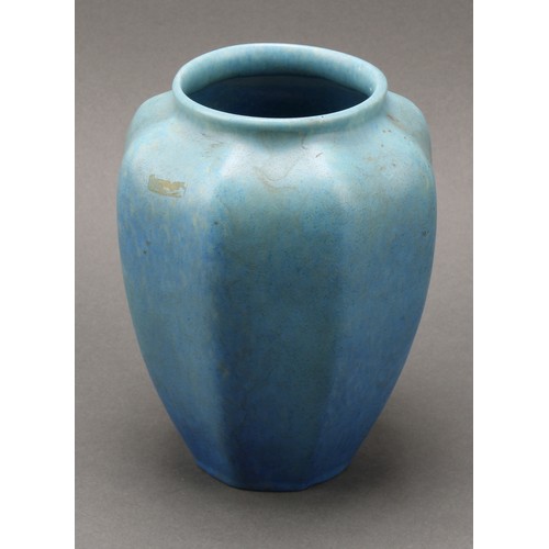 2400 - A Pilkington's Royal Lancastrian art pottery vase, glazed in tones of mottled blue, 15.5cm high, des... 