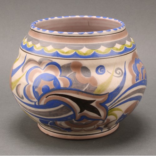 2424 - A Carter Stabler Adams Poole Pottery compressed ovoid vase, possibly decorated by Marian Heath, 12.5... 