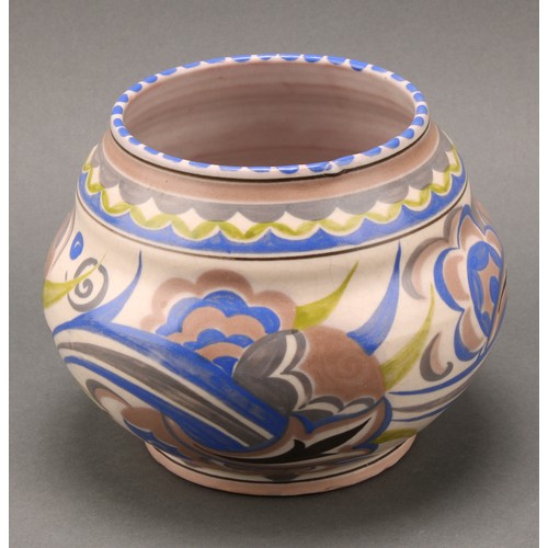 2424 - A Carter Stabler Adams Poole Pottery compressed ovoid vase, possibly decorated by Marian Heath, 12.5... 