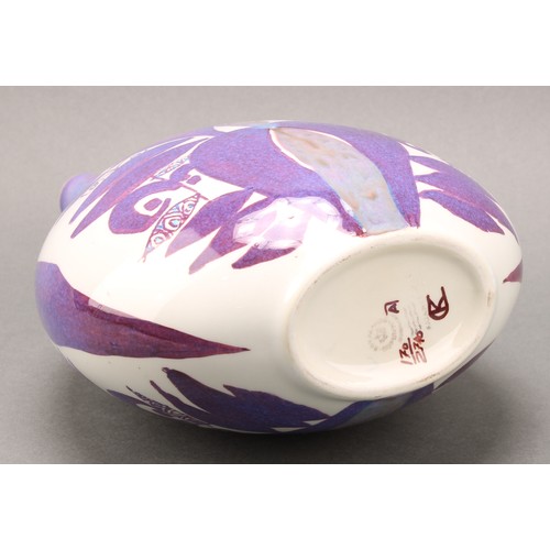 2475 - A Royal Copenhagen tear shaped vase, designed by Kari Christensen, decorated with abstract flowers i... 