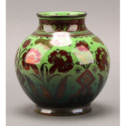 2470 - A Pilkington's Royal Lancastrian lustre pottery ovoid vase, decorated by Richard Joyce, with flowers... 