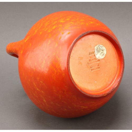 2444 - A Pilkington's Royal Lancastrian two handled ovoid vase, glazed in tones of mottled orange, 18cm hig... 