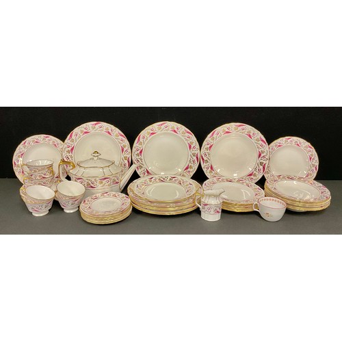 2446 - A Royal Crown Derby Princess pattern tea service for six, comprising teapot, cups, saucers, cream ju... 