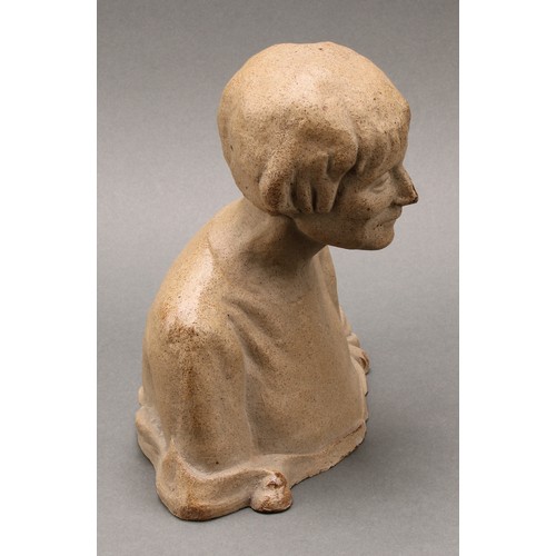 2461 - Joan Fairfax Whiteside (20th century), a stoneware bust, 18.5cm high