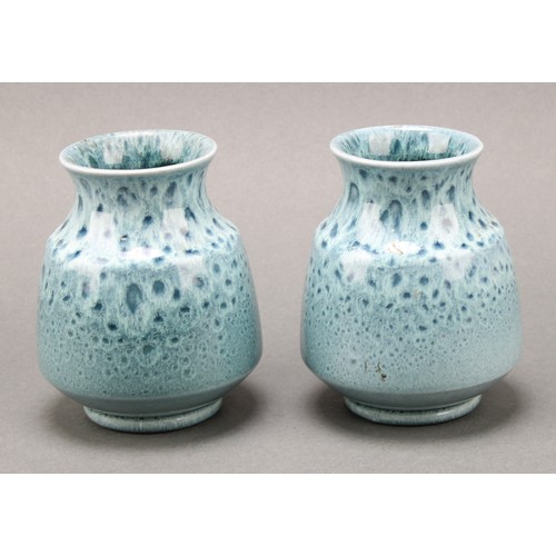 2434 - A pair of Pilkington's Royal Lancastrian Pottery vases, glazed in mottled tones of grey and blue, 9c... 