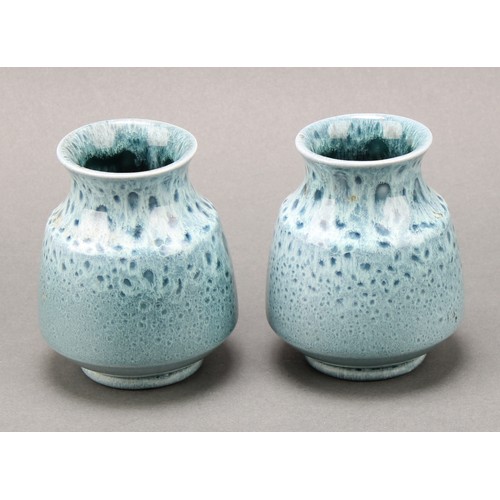 2434 - A pair of Pilkington's Royal Lancastrian Pottery vases, glazed in mottled tones of grey and blue, 9c... 