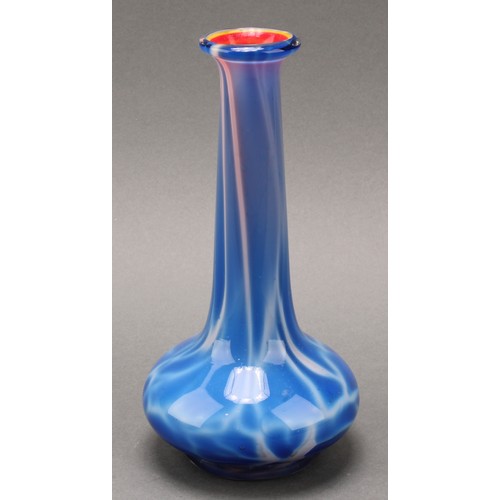 2455 - An Art Nouveau uranium and green vaseline glass Jack-in-the-pulpit vase, 20cm high, c.1900; an ovoid... 