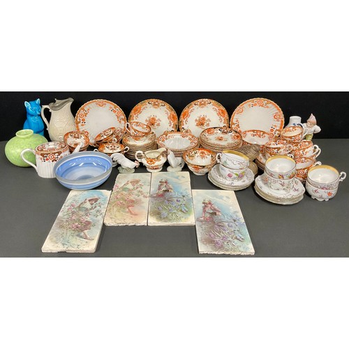 2459 - Ceramics - an Edwardian tea service; a Victorian relief moulded jug; German porcelain tea wares; a p... 