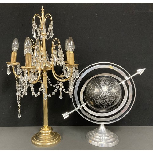 569 - Interior Decoration - a globe/armillary sphere; a five-light electrolier candelabrum (2)