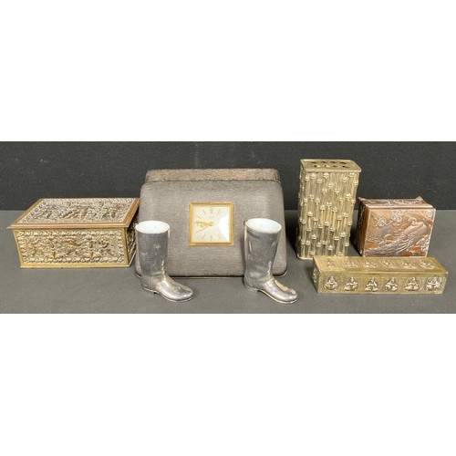 500A - Boxes and Objects - a Japanese antimony box; others; a pair of silver plated novelty shot cups, as b... 