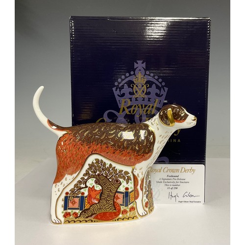 5026 - A Royal Crown Derby paperweight, Foxhound, signature pre-release, Sinclairs exclusive 11/250, signed... 