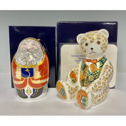 5051 - A Royal Crown Derby paperweight, Santa Claus, signature edition of 750, gold stopper, boxed; another... 