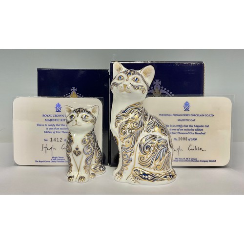 5052 - A Royal Crown Derby paperweight, Majestic Cat, limited edition 1,008/3,500, gold stopper, certificat... 