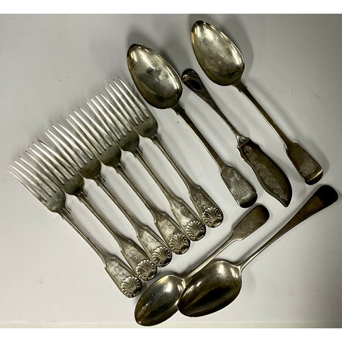 5069 - An assortment of George III - Victorian silver flatware, 721g gross (11)