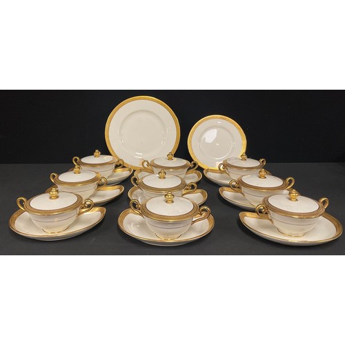 5088 - A Royal Doulton cream and gilt part service, comprising nine bowls and covers, ten crescent dishes, ... 