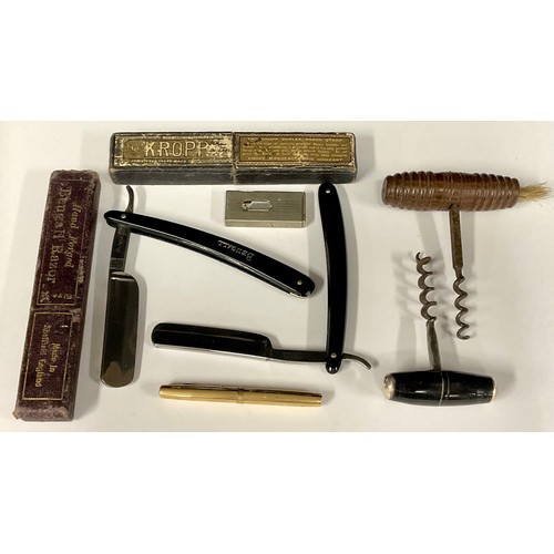 5116 - Two razors; two corkscrews; pen penknife; a cigar cutter