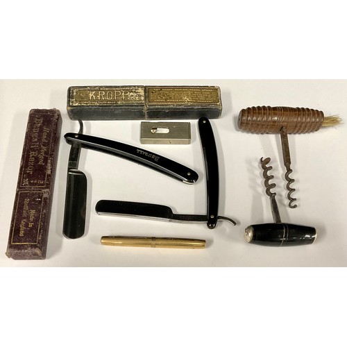 5116 - Two razors; two corkscrews; pen penknife; a cigar cutter