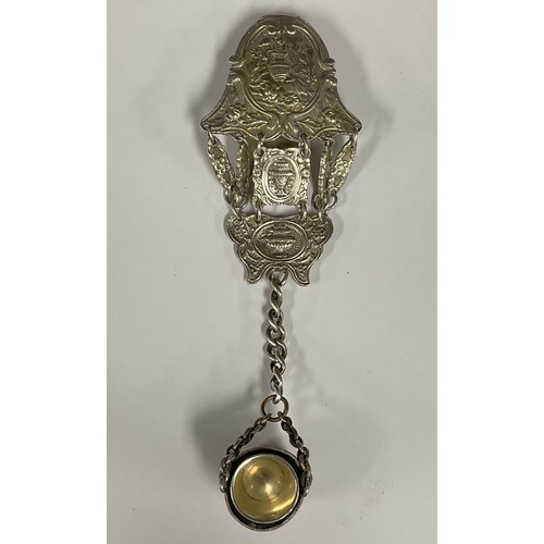 5133 - A 19th century silver chatelaine, with hallmarked silver thimble