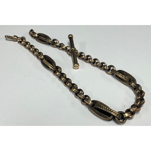 5168 - A 9ct gold fancy link Albert chain, 35.5cm long, marked 9c, 37.5g