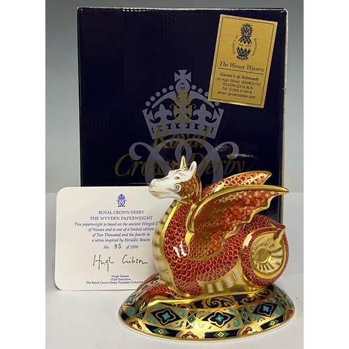 5005 - A Royal Crown Derby paperweight, The Wessex Wyvern, fourth in the series inspired by Heraldic Beasts... 