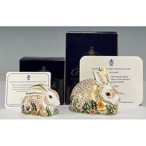 5012 - A Royal Crown Derby paperweight, Rowsley Rabbit, limited edition 320/500, commissioned by John Sincl... 