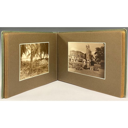 5494 - A photograph album, travel, various topographical subjects, Taj Mahal, India; Barbados; etc