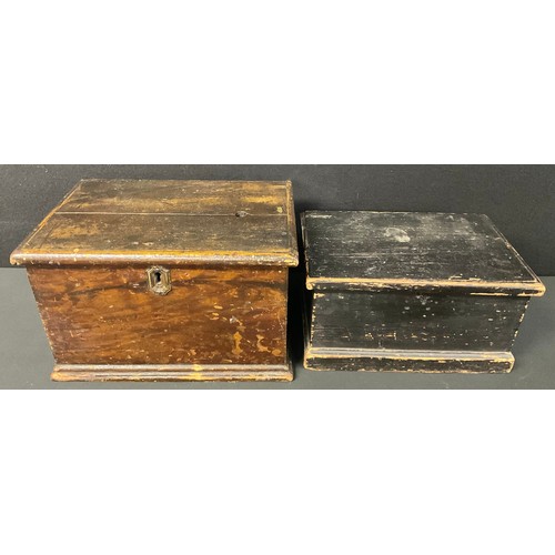 5513 - A 19th century miniature pine blanket chest, 36cm wide; another, 32cm wide (2)