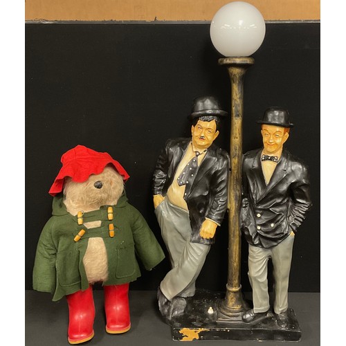 5531 - A Novelty Laurel and Hardy table lamp, white globular shade, approx 85cm high overall;  a Gabriel De... 