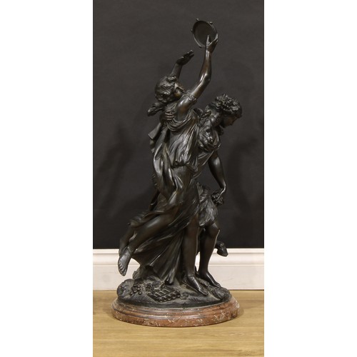 981 - After Claude Michel ‘Clodion’, a large dark patinated bronze figure group, Bacchanal, marble base, 8... 