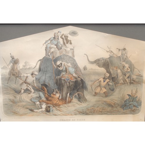 307 - Lemercier, Paris, by, Yves Grenier, after, Chasse Au Tigre, a 19th century lithograph, 42cm x 63cm