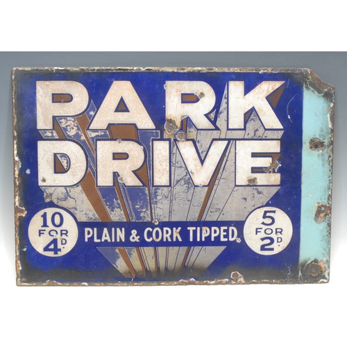 951 - Advertising, Tobacciana and Smoking Interest - a rectangular double sided enamel sign,'PARK DRIVE, 1... 