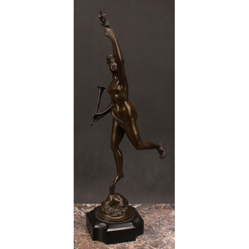 982 - After Giambologna (1529-1608) a pair of bronzes, Mercury and Fortuna, re-entrant square bases, the t... 