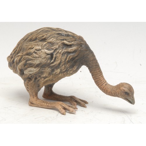 986 - An Austrian cold-painted bronze, as an emu watering, in the manner of Franz Xaver Bergmann (1861-193... 