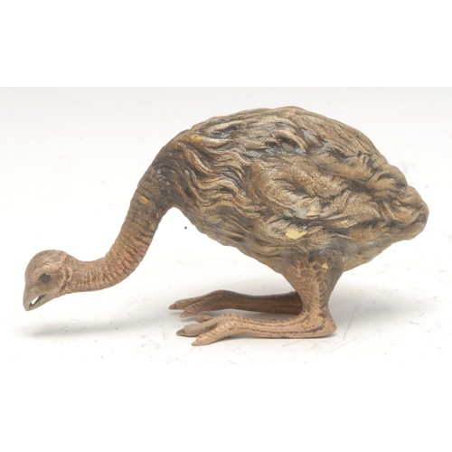 986 - An Austrian cold-painted bronze, as an emu watering, in the manner of Franz Xaver Bergmann (1861-193... 