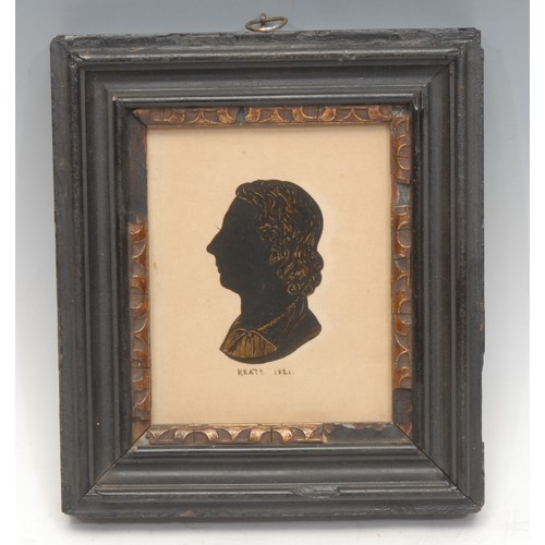 282 - English School (19th century), a cut-paper silhouette, of John Keats (1795–1821), bust-length facing... 