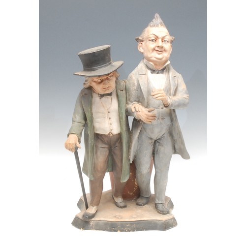 994 - A Victorian terracotta satirical figure group, a pair of politicians as caricatures, painted in poly... 