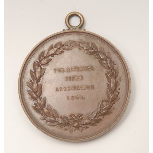 254 - Shooting Sports Collectables - a National Rifle Association bronze medal, 1860, Obv. two soldiers si... 