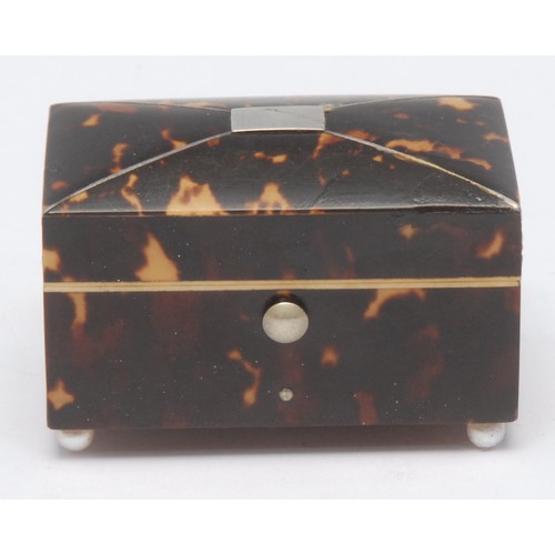 A Victorian inlaid tortoiseshell novelty postage stamp box, as a coffer