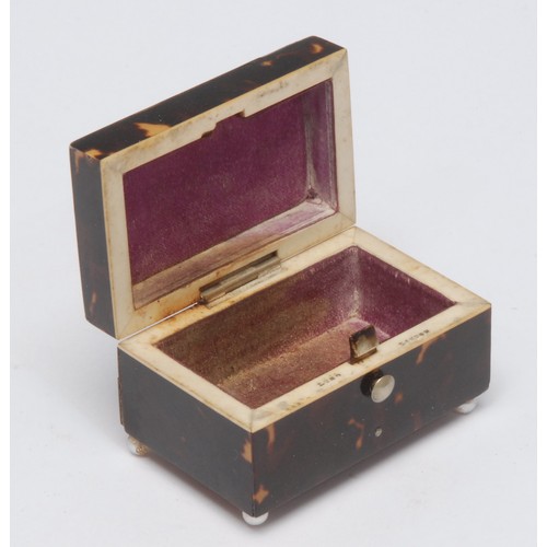 A Victorian inlaid tortoiseshell novelty postage stamp box, as a coffer