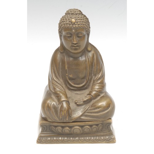 962 - A 19th century bronze, in the manner of Franz Xaver Bergman (1861-1935), as a Buddha, the front cove... 