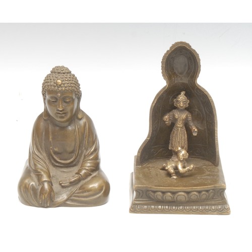 962 - A 19th century bronze, in the manner of Franz Xaver Bergman (1861-1935), as a Buddha, the front cove... 