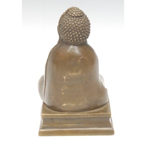 962 - A 19th century bronze, in the manner of Franz Xaver Bergman (1861-1935), as a Buddha, the front cove... 