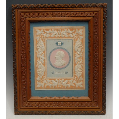 285 - English School (19th century), a portrait miniature, of Lord Byron (1788-1824), embossed bust above ... 