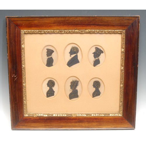 265 - A Victorian portrait miniature group, comprising six silhouette profiles, of the Hudson and the Bens... 