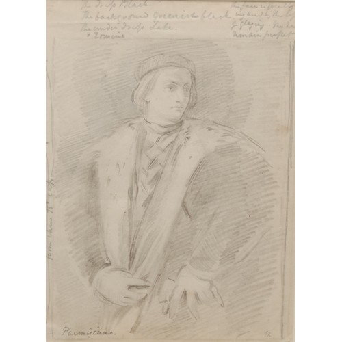 293 - George Richmond (1809-1896), after
Study after a Portrait by Parmigianino 
monogrammed, label to ver... 