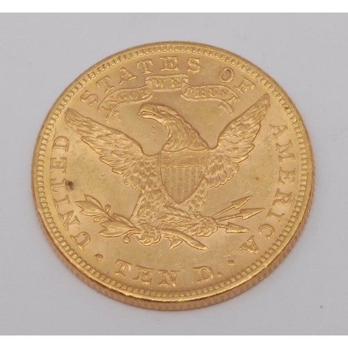 247 - Numismatics – A United States of America $10 gold piece 1893 EF