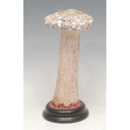 156 - Natural History - Mycology - a painted model of a fungus specimen, mounted for display, 21cm high ov... 