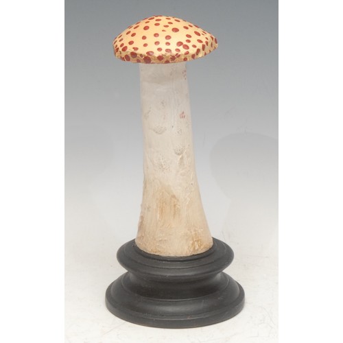 159 - Natural History - Mycology - a painted model of a fungus specimen, mounted for display, 22cm high ov... 