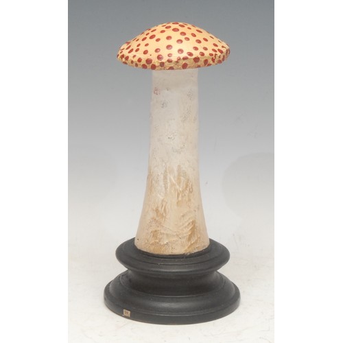 159 - Natural History - Mycology - a painted model of a fungus specimen, mounted for display, 22cm high ov... 