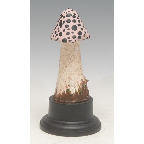 155 - Natural History - Mycology - a painted model of a fungus specimen, mounted for display, 17.5cm high ... 